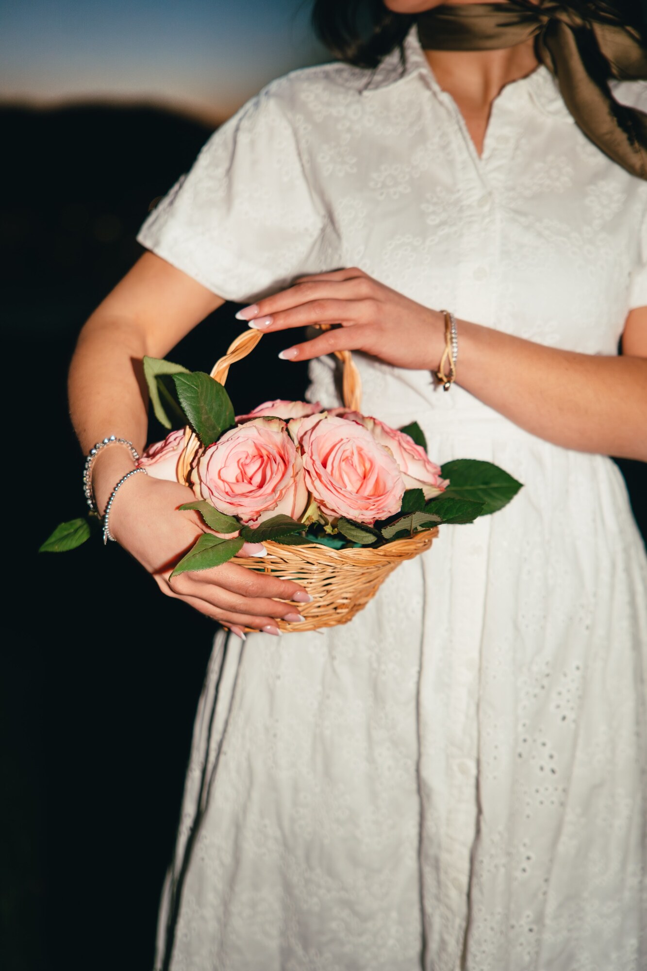 Woman holding roses